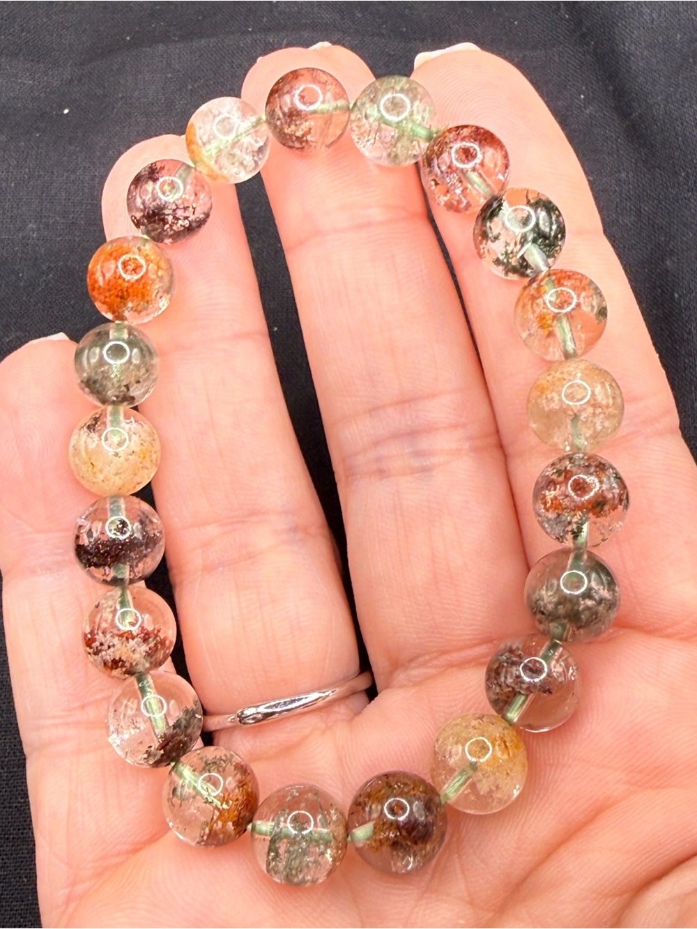 9mm High Quality, Colorful Garden Quartz Bracelet (Lodolite)